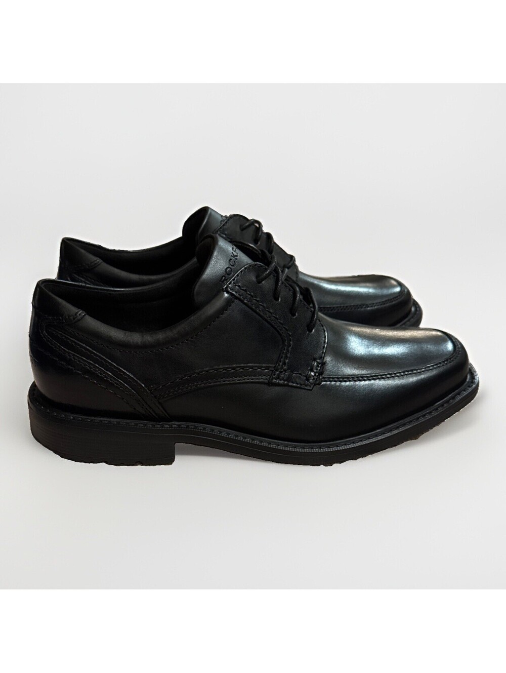 NEW Rockport Apron Toe Oxford Derby Black Leather Dress Shoes Mens 7.5 Wide